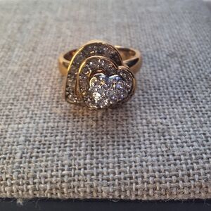 Avon Gold Heart Ring with Sparkling Accents